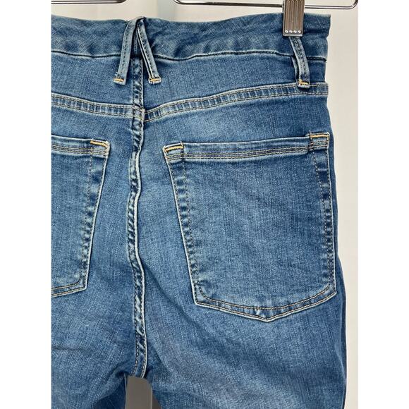 GOOD AMERICAN Size 25 0 Good Waist Ankle Crop Raw Edge Hem Skinny Jeans Blue - Picture 9 of 10